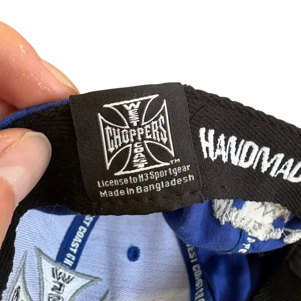 West Coast Choppers Blue‎ Vintage Fitted Hat Cap Choppers For Life FlexFit OSFM